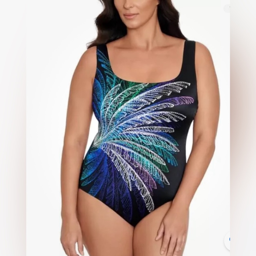 Swim Solutions PALM IN PALM Firework Print tummy control One-Piece Swimsuit-16